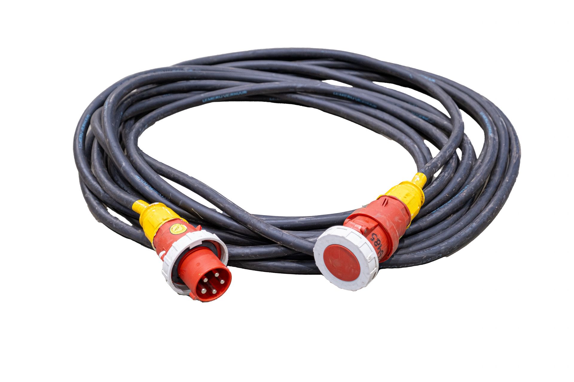 Krachtstroomkabel; 410 V / 25 mtr 5x10 mm&sup2; 63 A stekkers; voor ongeveer 60 A