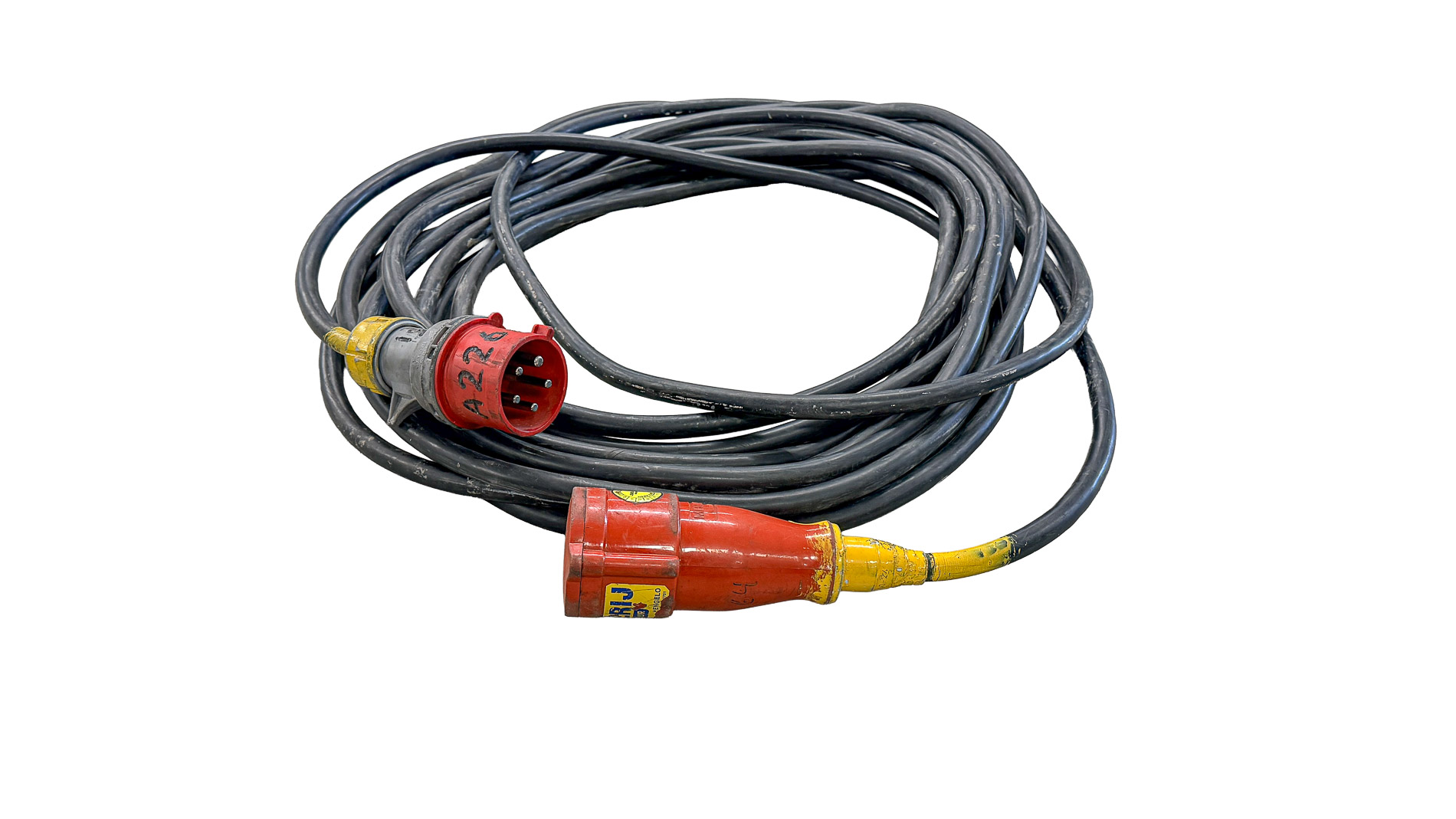 Krachtstroomkabel; 410 V / 25 mtr 5x4 mm&sup2; 32 A stekkers; 