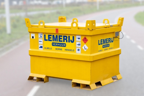 IBC brandstoftank 1000 ltr. ; dubbelwandig met pomp KIWA