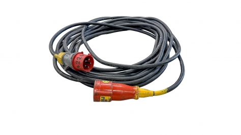 Krachtstroomkabel; 410 V / 25 mtr 5x4 mm&sup2; 32 A stekkers; 