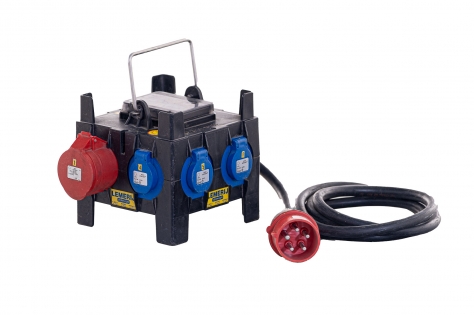 Verdeelblok 32 A ; 6 aansl. 230 V. / 1 aansl. 410 V.